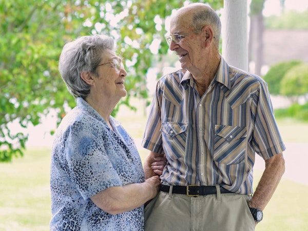 Older couple laughing together