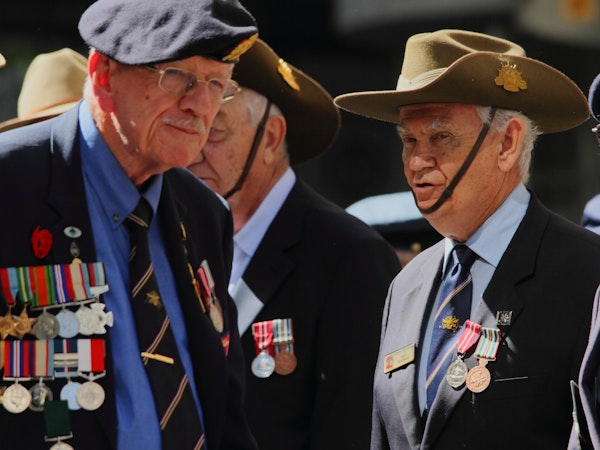 Veterans at an Australian ANZAC Day commemoration event
