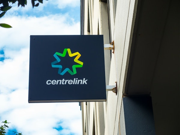 Sign above the outside of a Centrelink office.